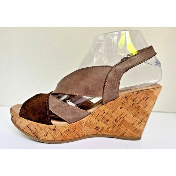 Cordani Womens Suede Leather Randie Platform Cork Wedge Sandals Size 7.5 Italian - Picture 1 of 16